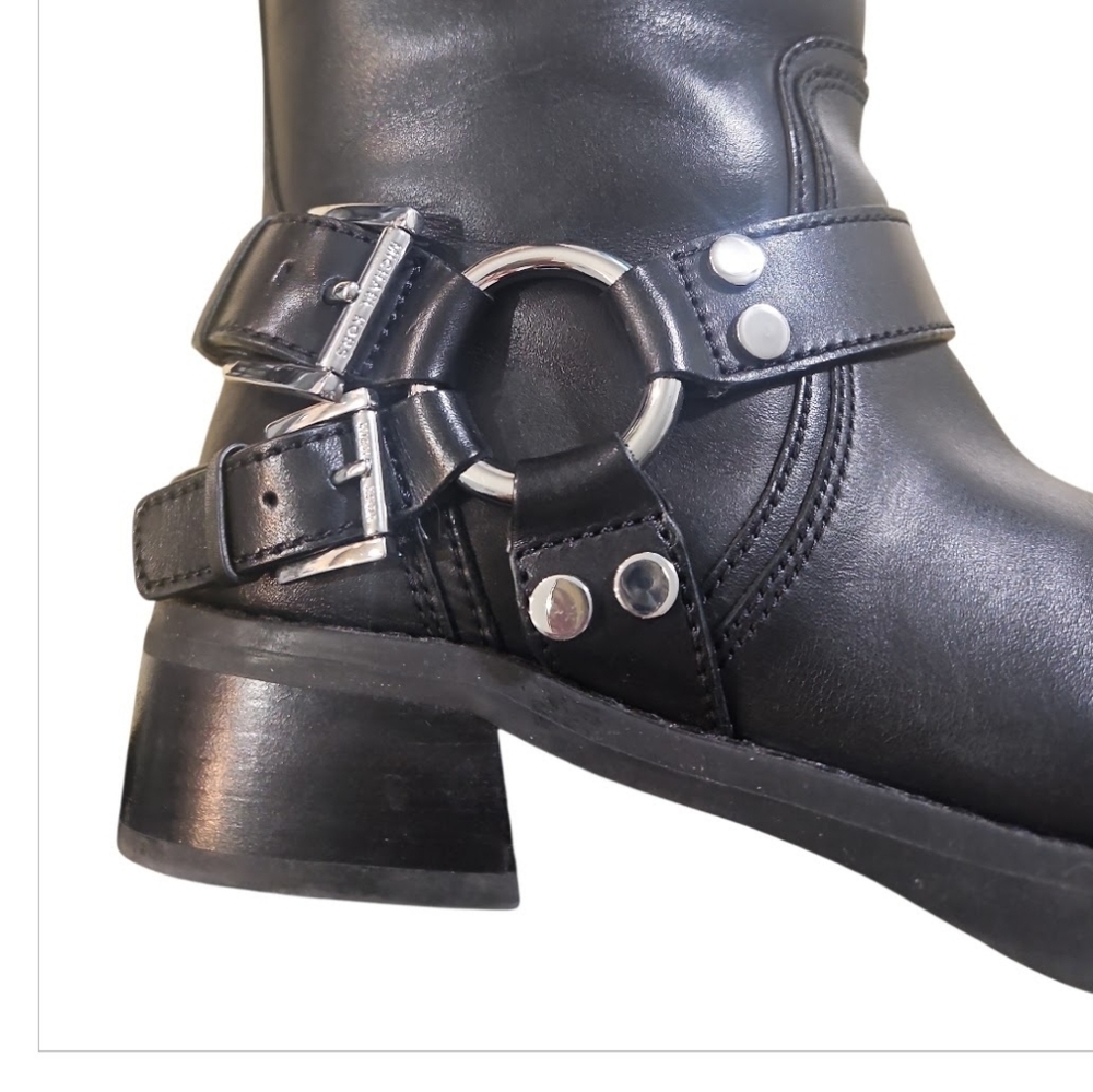 MICHAEL Michael Kors Crosby Black Leather Moto Boots sz 6.5 - Picture 11 of 14